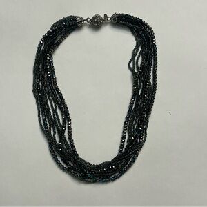Chic Multi-Strand Black and blue Necklace